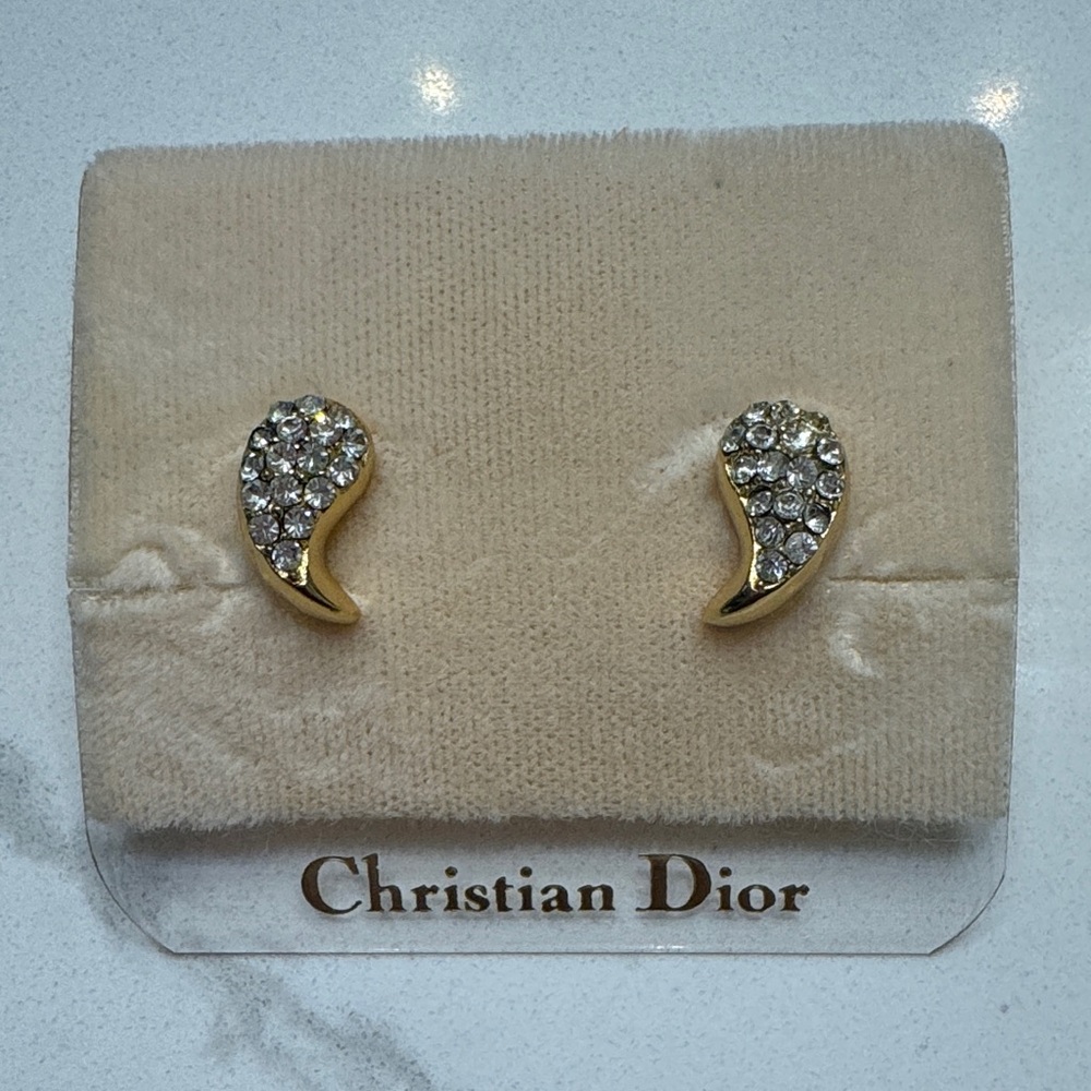 Dior vintage Gold and Crystal Stud Earrings - Picture 1 of 2